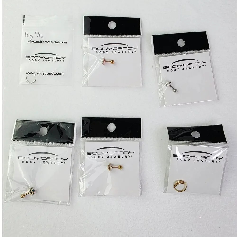 BodyCandy 16G Body Jewelry Lot Gold Silver Opal Cartilage FLower Ladybug Hoops